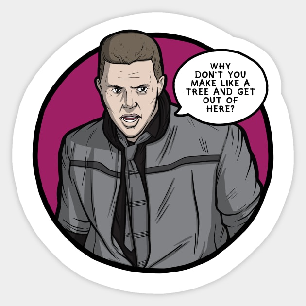 Biff Tannen Sticker by Baddest Shirt Co.